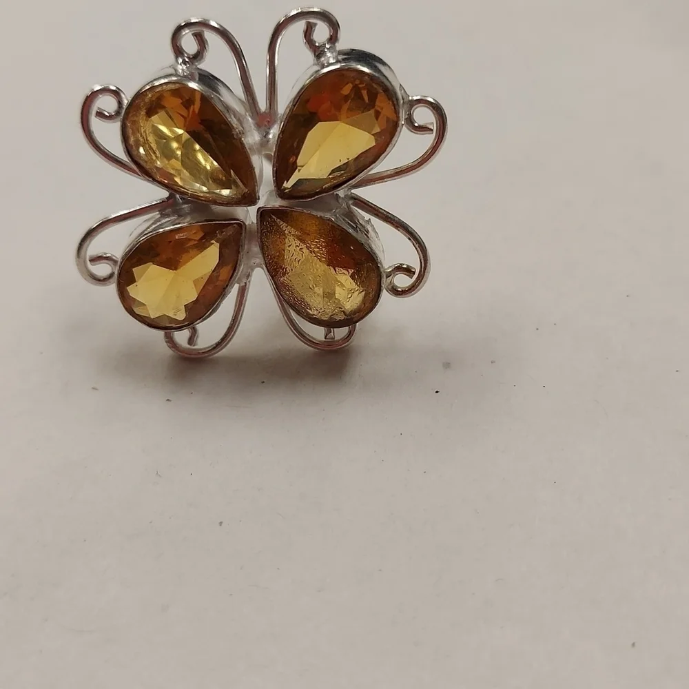 GOLDEN Topaz Sterling Silver Ring Size 6.75